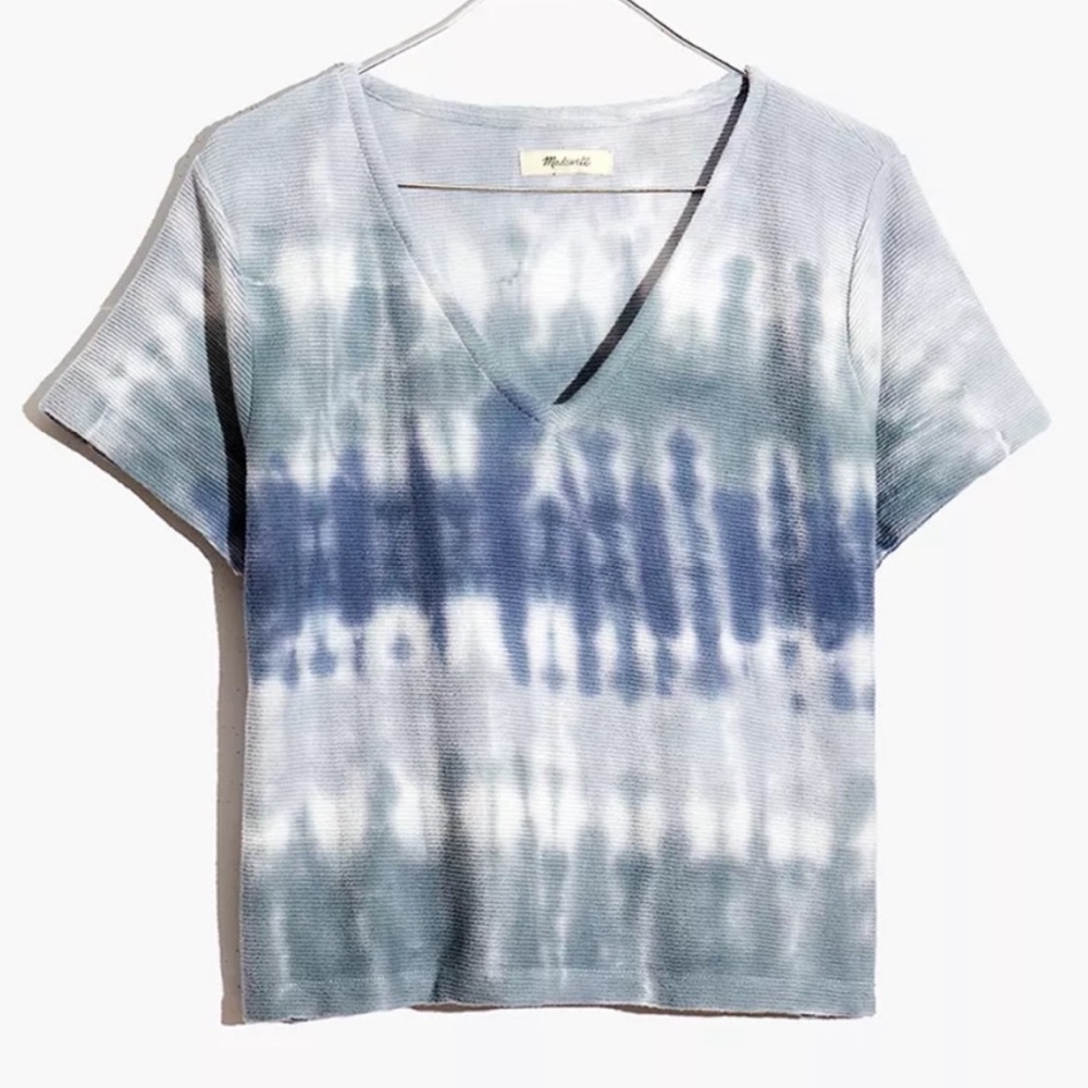 Madewell Ottoman Jacquard V-Neck Setlist Boxy Top Tie Dye XL